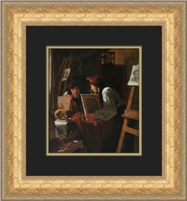 Wilhelm Bendz Young Artist Admiring a Sketch in a Mirror Custom Framed Print