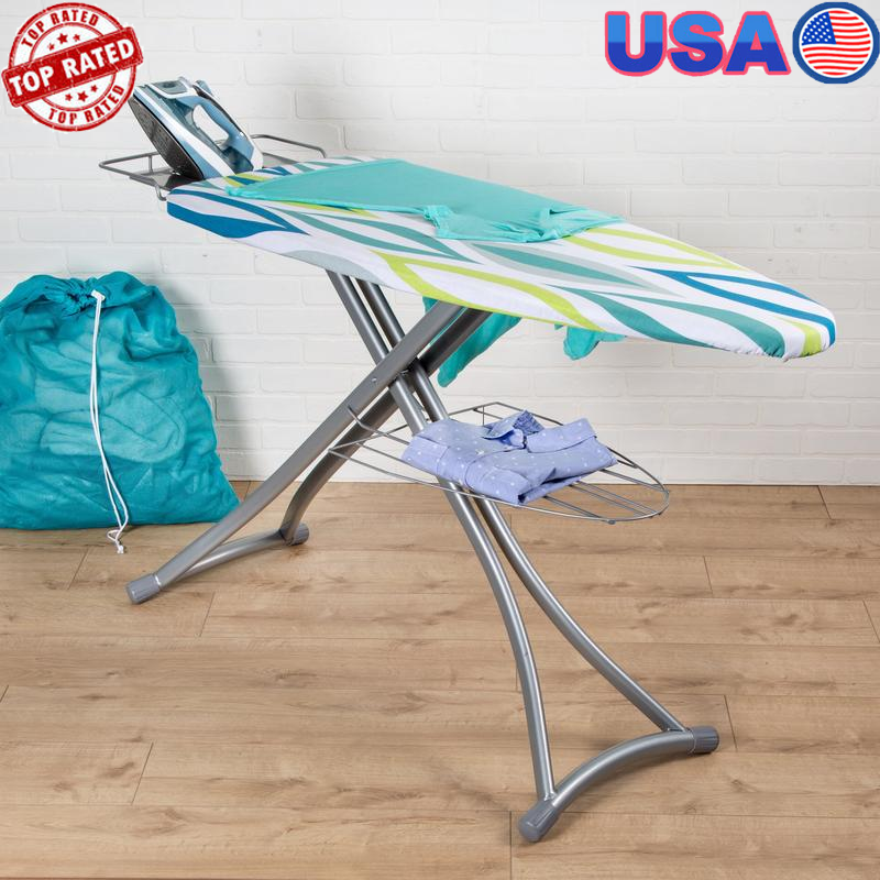 Foldable Ironing Board with Built-in Iron Rest, Storage & Durable Cotton Cover  -image