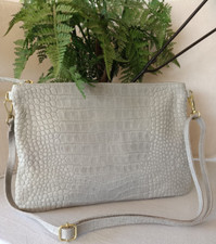 Borsa borsello pochette marsupio bianco ghiaccio donna ragazza VERA PELLE PROMO