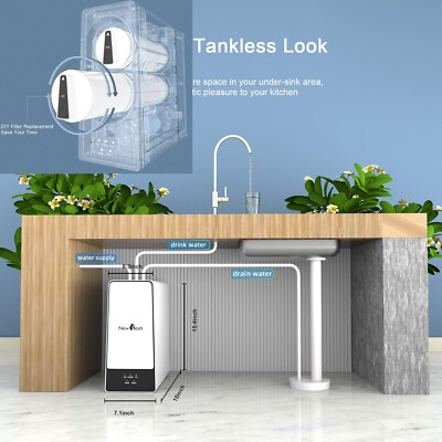 #ad Tankless Reverse Osmosis Water Filter Purifier Filtration System 600 GPD Smart $115.92