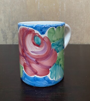 Coffee Mug CIAO Italya by Bellini Hand Painted Floral Colorful Art Pottery
