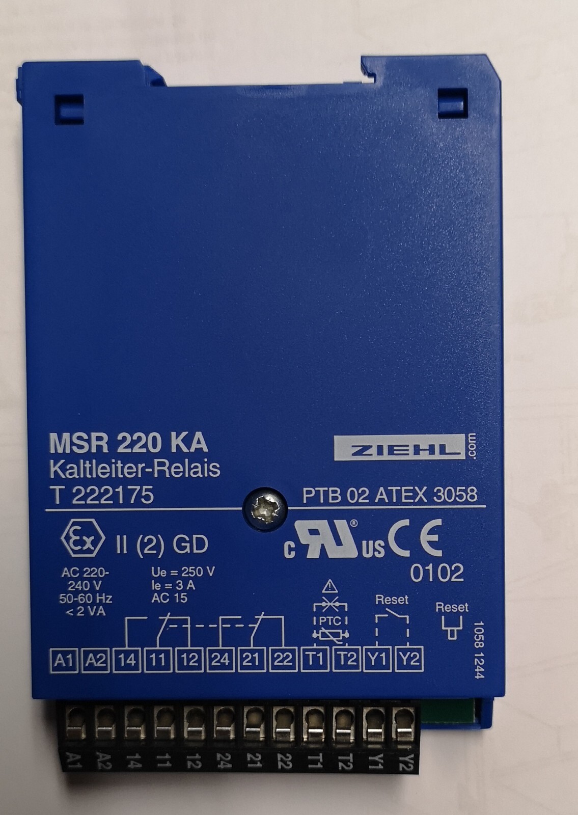 Ziehl relais de securité moteur boitier rail DIN haute precision 24V