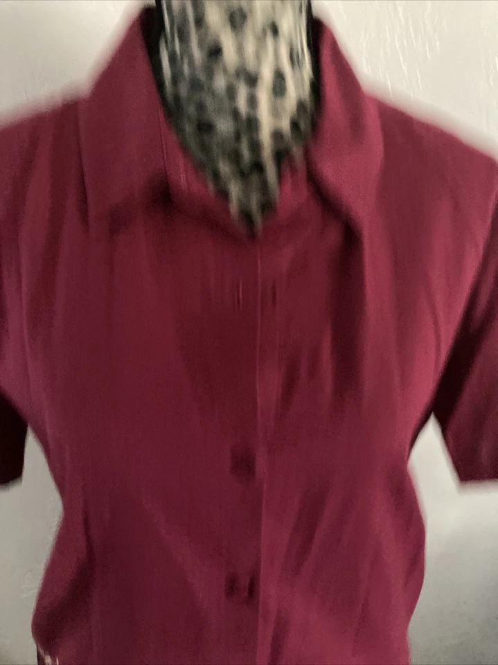 Jennifer Moore Conjunto 2 Piezas Blusa L Algodón LINO Granate Cordón Capri 46w Foto 2 de 4