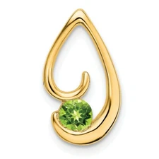 14K Yellow Gold Peridot Chain Slide Pendant