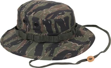 Tiger Stripe Camouflage Tactical Wide Brim Boonie Hat Bucket Cap