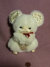 7" Applause SNOWFLAKE MOUSE WHITE CREAM SATIN plush stuffed w/ bell 1986
