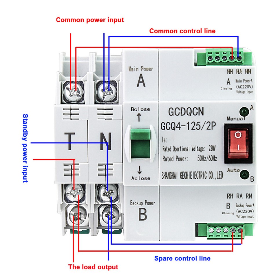Dual Power Automatic Transfer Switch For Generator Changeover Switch 2P