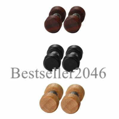 6pc Stainless Steel Fake Ear Stretcher Plugs - Barbell Style Cheater Earrings For Men & Women