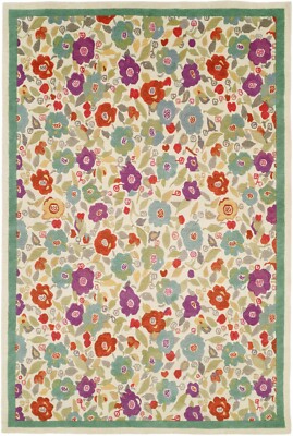 RARE DESIGNER HAND KNOTTED AREA RUG JADE GARDEN 100% WOOL 6'X9 NEW