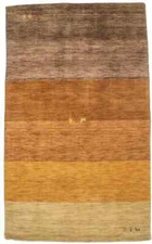 Modern Multicolor Striped Oriental Rug Hand-Loomed Contemporary Carpet 5X8 ft