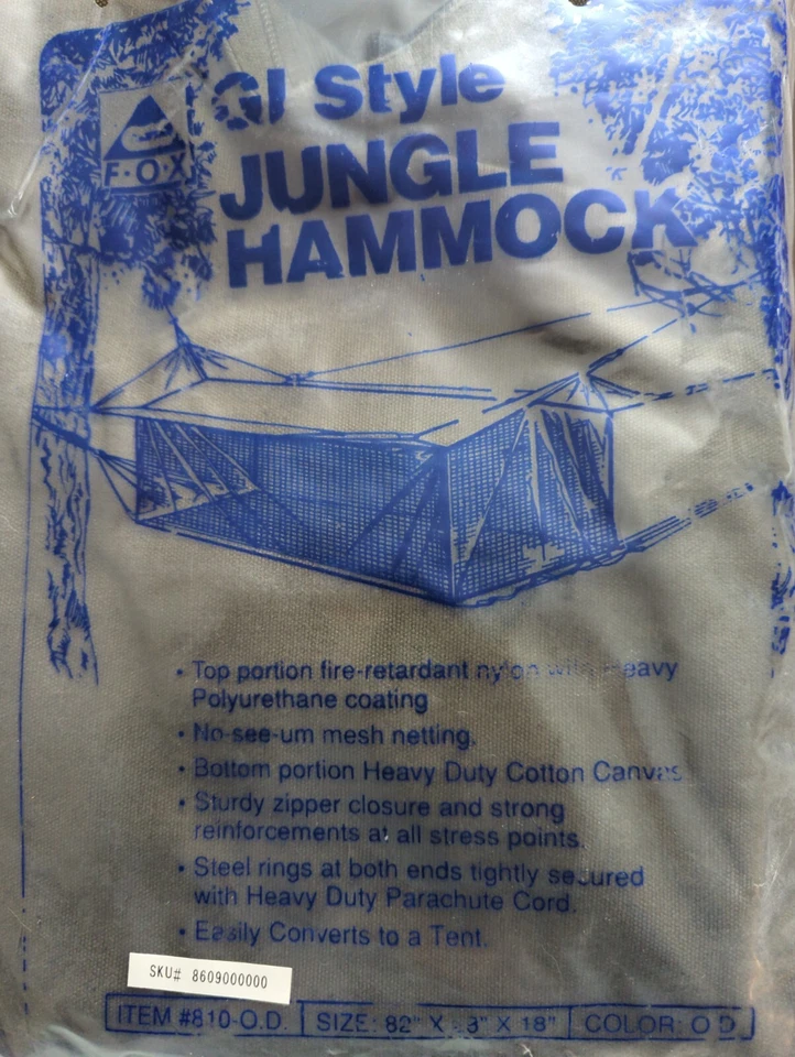 OUTDOOR HAMMOCK GI Style Jungle #810 Canvas Mesh Netting Tent 82x28x18 NIP - Image 2 of 2