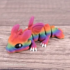 3D printed Dragon Hatchling flexi fidget articulated toy 2.25" Rainbow Pride