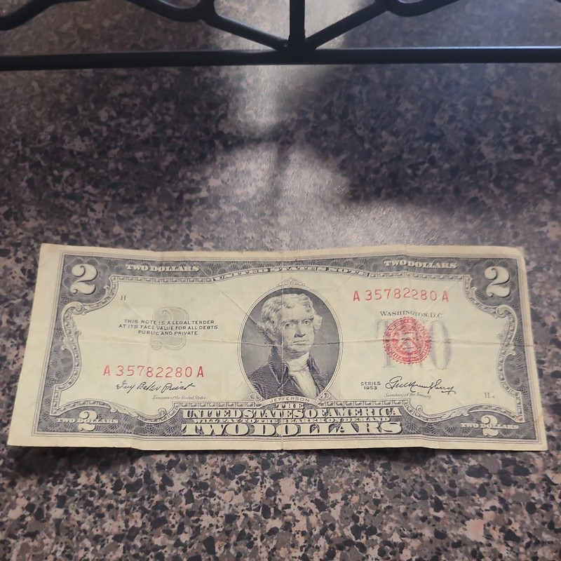 1953 C $2 TWO DOLLARS Banknote Red Seal Legal Tender 