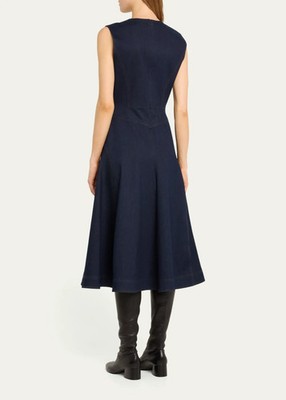 NWT $398 Elie Tahari Denim Flare Midi Dress 2 | eBay