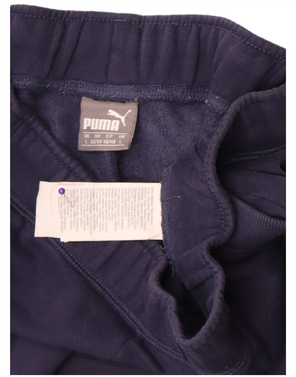 Puma Mens Graphic Tracksuit Trousers Joggers Large  Navy Blue Cotton BZ21 image 4