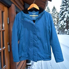 L.L. Bean Women's Blue Hooded Winter Warmer Fleece Lined Ski Jacket Size XS