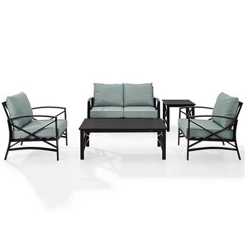 Crosley Furniture Kaplan 5Pc Fabric Sofa Set in Oil Rubbed Bronze/Mist ...