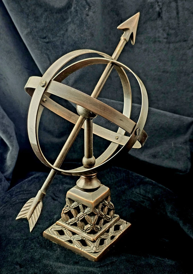 Esfera armilar de metal vintage decoración acabado bronce globo escultura escritorio acento Foto 4 de 4