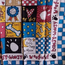 Vintage Hav-A-Hank Dog-Themed Hanky Bandana Woof Woof Quilt Scarf 21x21 NEW