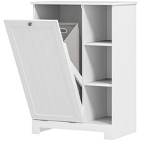Homcom Mobile Bagno Portabiancheria Con Cesto Rimovibile 60X38X86Cm Bianco
