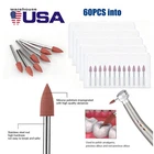60PCS Dental Polishing Polishers Bur FG 1.6mm Mini Points Brownie Friction Grip