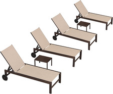Outdoor Patio Chaise Lounge Chair Set of 4 Bronze Classic Cream