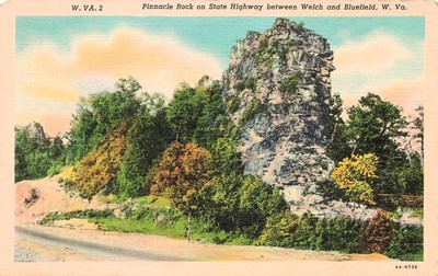 Pinnacle Roc Bramwell WV Pinnacle Rock West Virginia Mercer County Vtg Postcard I24 ...