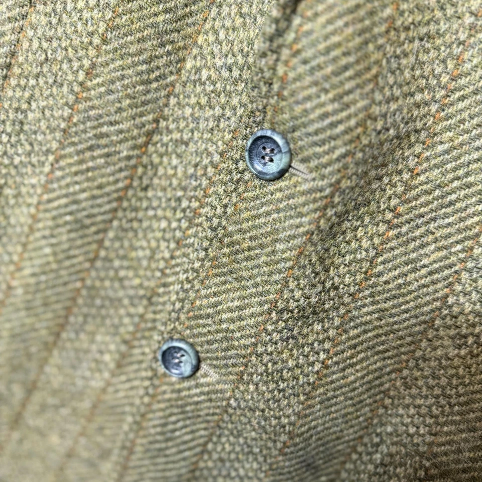 Pendleton Blazer Mens Large Green Brown Herringbone Tweed Wool Sport Coat Olive - Image 2 of 4