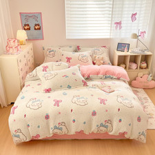 Kawaii Puppy Duvet Cover Set with Colorful Polka Dots - Queen Bedding Set