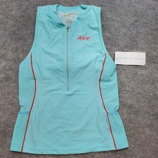 NWT Zoot Sports Top Women's Size Large Blue TriFit Sleeveless Tank USA 1/2 Zip