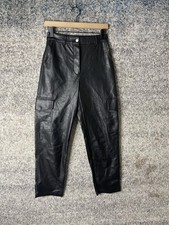 Wilfred Free Pants Womens 2 Black Faux Leather Cargo Snap Hem High Rise Tapered
