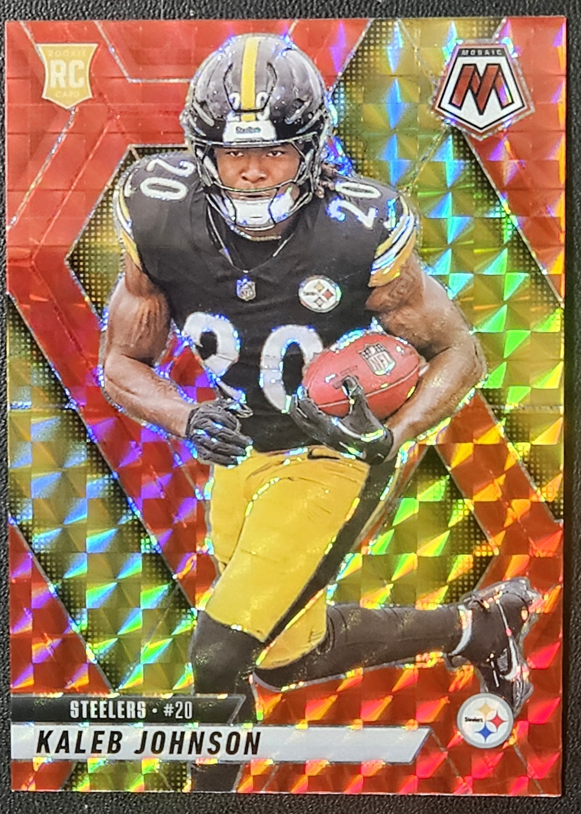 2025 Mosaic #315 KALEB JOHNSON Rookie Red Prizm (RC, SP) Steelers