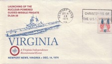 USS Virginia DLGN 38, Launching, Newport News VA,  NPN cachet 1974