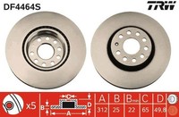 2X Trw DF4464S Bremsscheibe FüR Skoda Vw