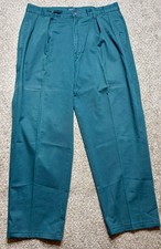 Vintage Polo Ralph Lauren Dark Forest Green Pleated Chino Pants Size 36x30 Ex