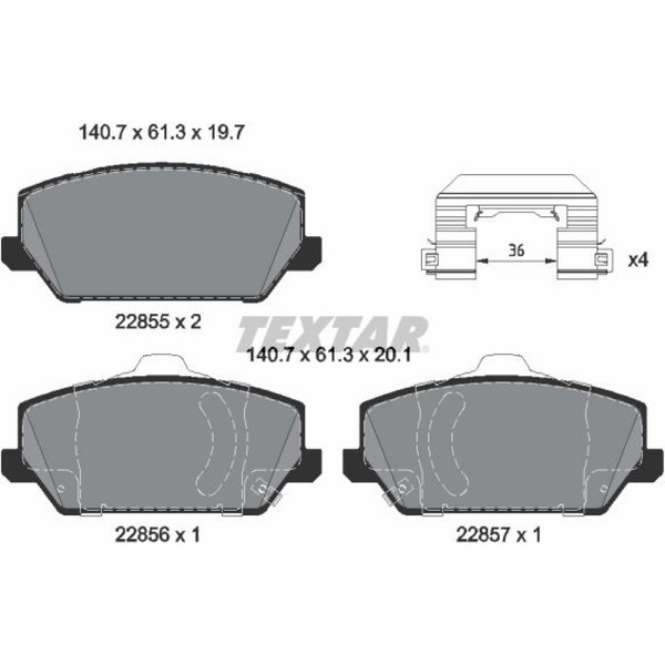 Textar 2285501 Bremsbelagsatz FüR Hyundai Kia Optima I30 I30 Fastback Santa Fe-image