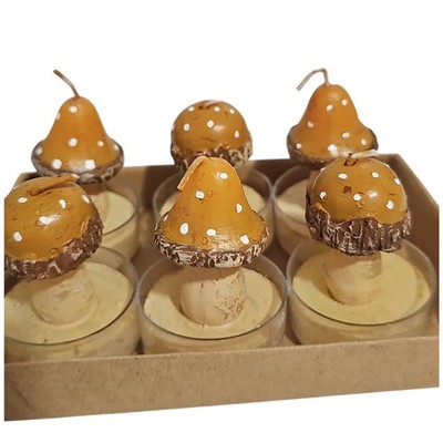 Mushroom Tealight Candle Set Boxed Set 6 Cottagecore Woodland Decor Witch Whimsy