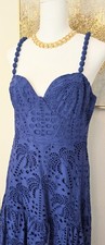 NWOT $275 Farm Rio Blue Women's Palm Tree Richilieu Midi Dress Medium SOLD OUT