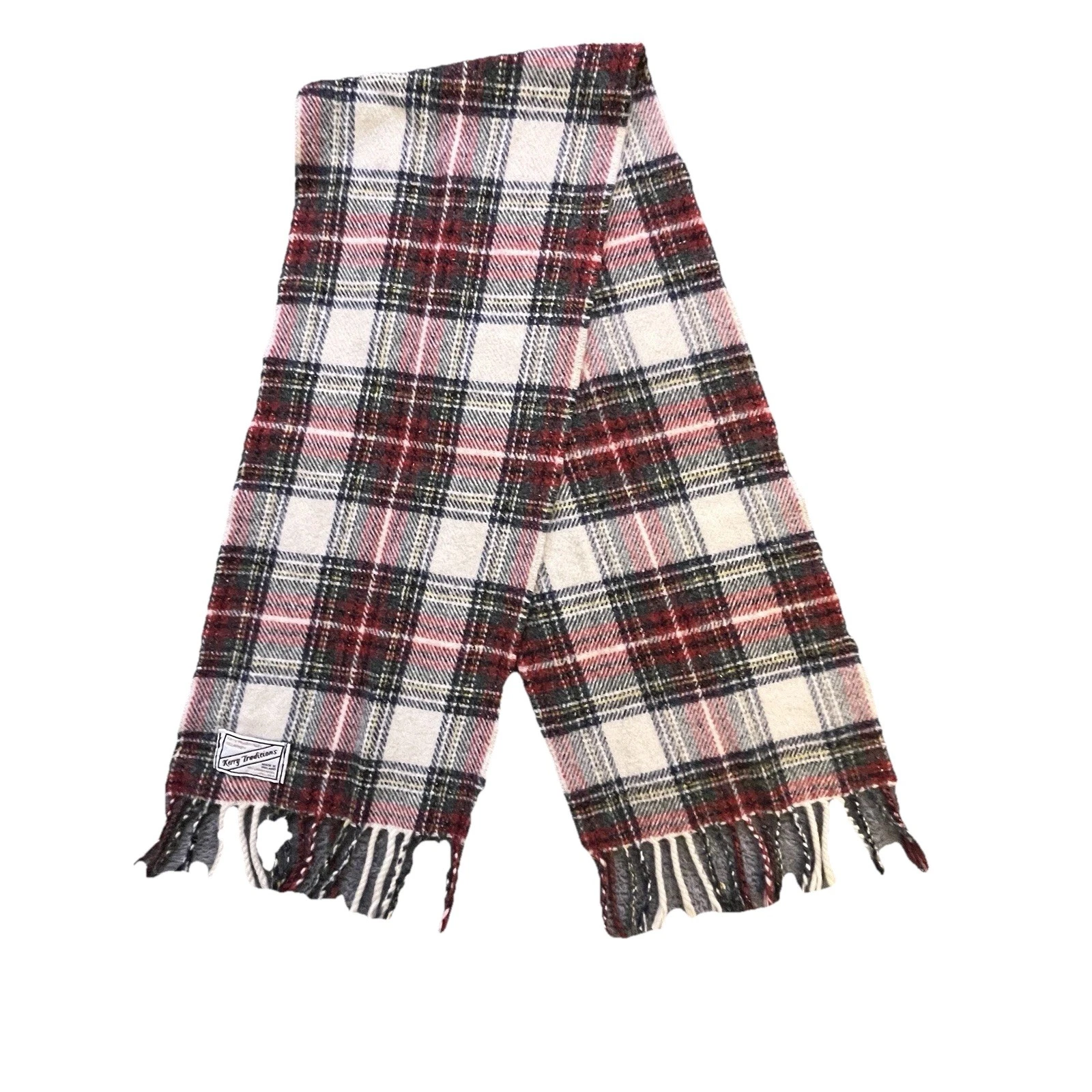 Kerry Traditions Ireland Lambswool Silk Plaid Fringe Scarf