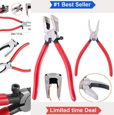2 Piece Glass Cutting Running Pliers Breaking Grozing Kit Rubber Tips Stained