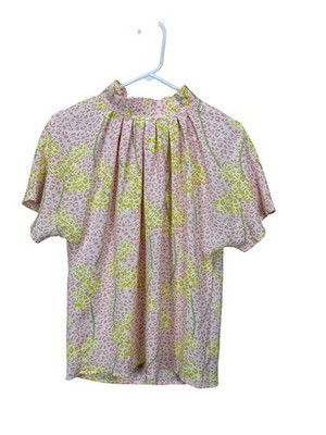 Caroline Hill Pink Leopard Yellow Flower Oversized Top Blouse Size Small