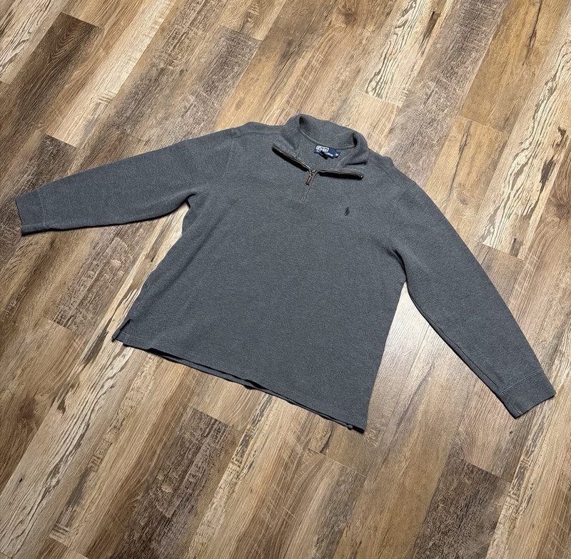 Polo Ralph Lauren Men’s Gray 1/4 Zip Cotton Knit Mock Neck Sweater XL