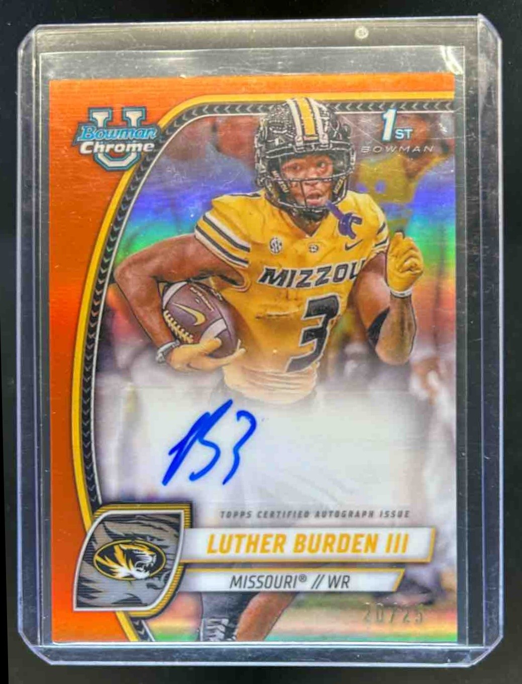 2024 Bowman Chrome U Luther Burden III Prospect Auto Orange Refractor #20/25