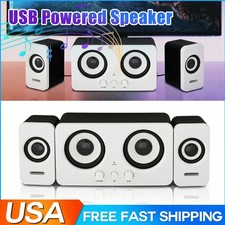 USB Computer Speakers Wired Bass Subwoofer Stereo System for Desktop Laptop PC