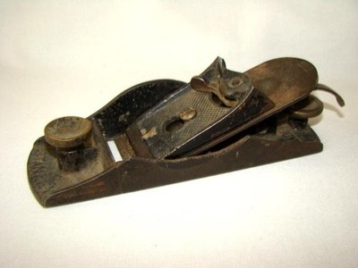 Antique STANLEY Carpentry Block Plane w/Wrench Arm, Brass Knob