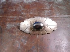 Navajo Artist Ben Chavez Sterling Silver & Onyx Concho Flower Barrette Hair Clip