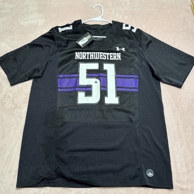 *Defect* NWT Men's XL Under Armour NCAA Northwestern Wildcats #51 Black Jersey