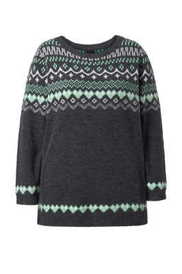 Ulla Popken Damen große Größen Norweger Pullover Rundhals Langarm