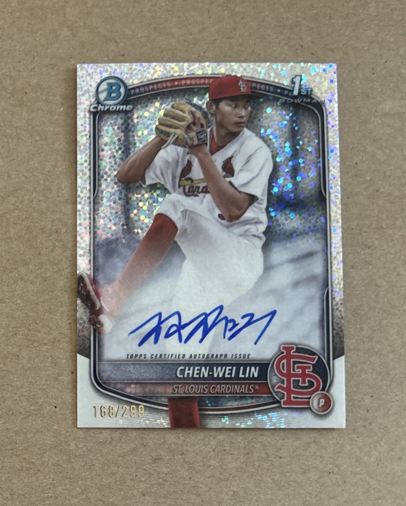 2025 Bowman Chrome Baseball Chen Wei Lin 1st Speckle Rookie Autograph Card /299