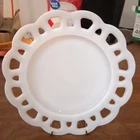 Set of 4 Vintage Anchor Hocking Milk Glass Plates with Open Lace Edge Rim